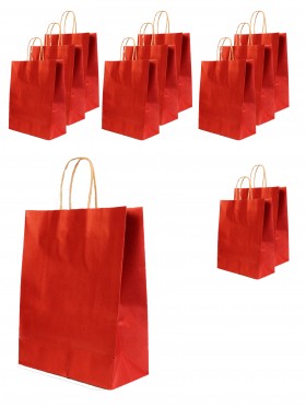 Solid Color Kraft Paper Gift Bags(12Pcs) 11"X8.7"X4.3"